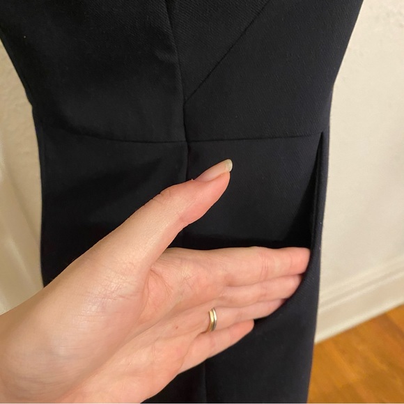 LOFT Mini Dress Navy Gold Buttons Pockets - Picture 4 of 7